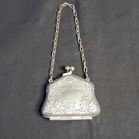 Antique Silver Plated Mini Purse - Picture 1 of 4